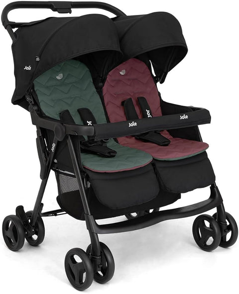 Joie Aire Twin Stroller – Shale | Lightweight Double Baby Stroller with Lie-Flat Recline