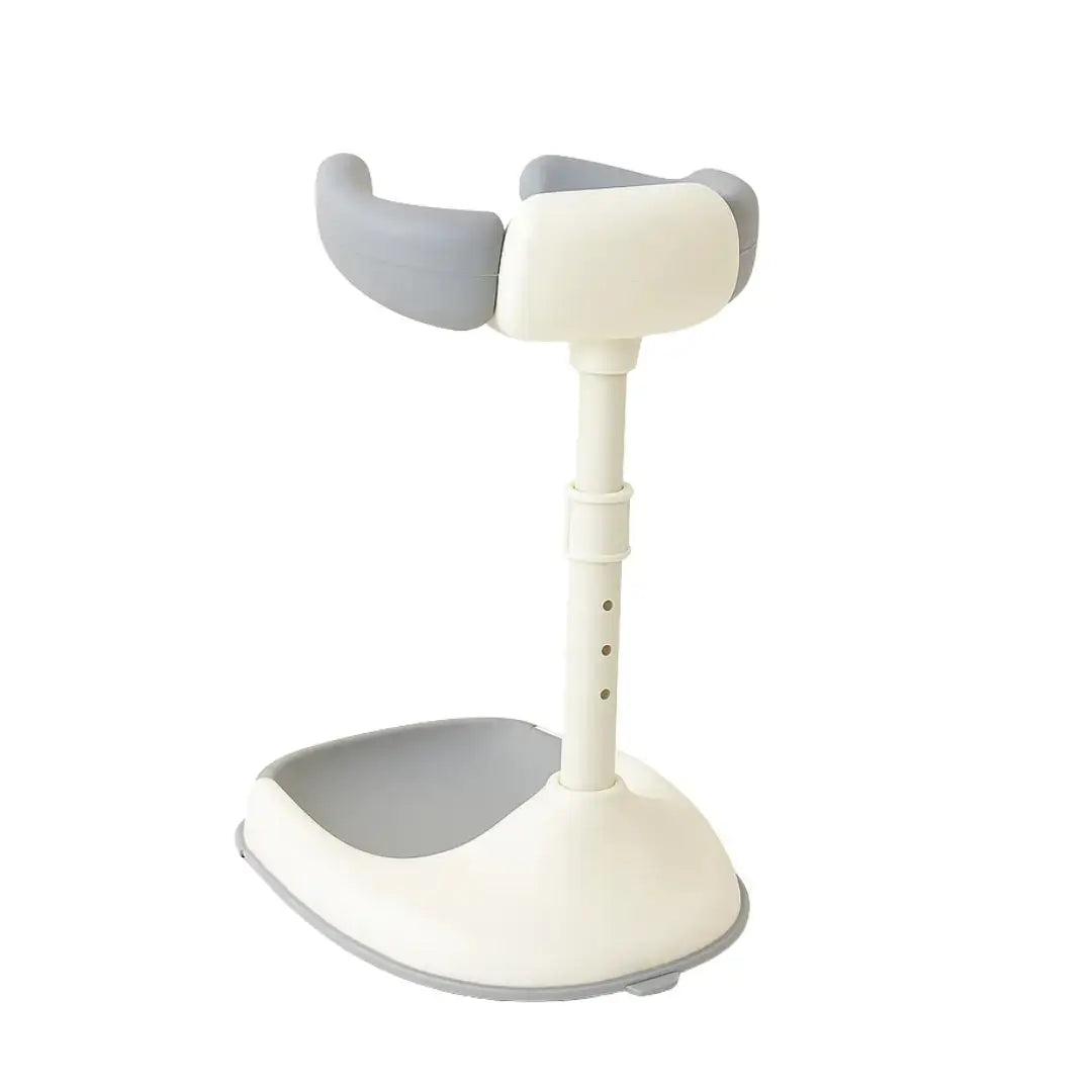 AD6050: Grey bath support stand with white upright, upper supports and wide oval base.
