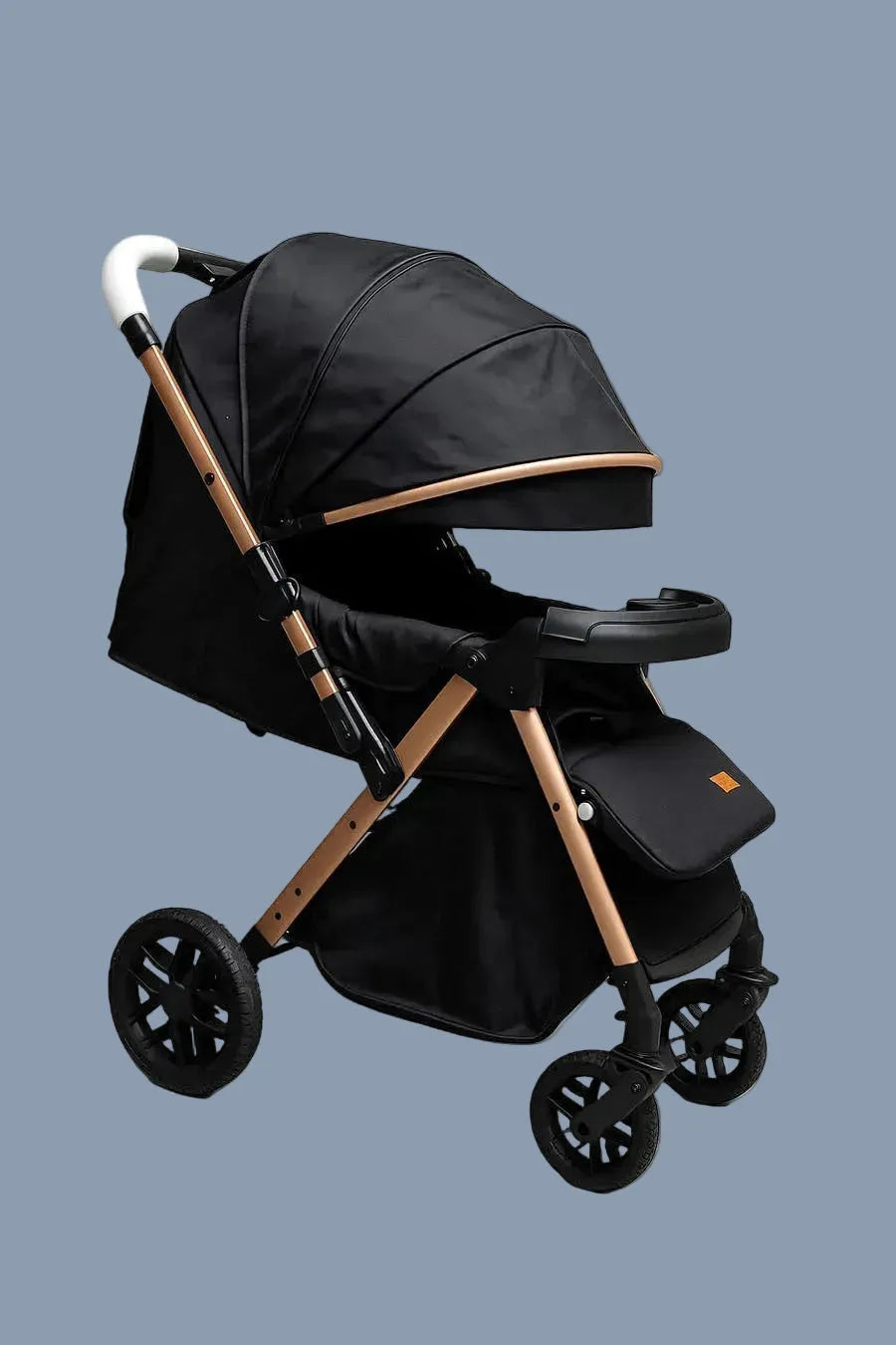 Angled view of Umbrella X6 Pro stroller with padded leg cover