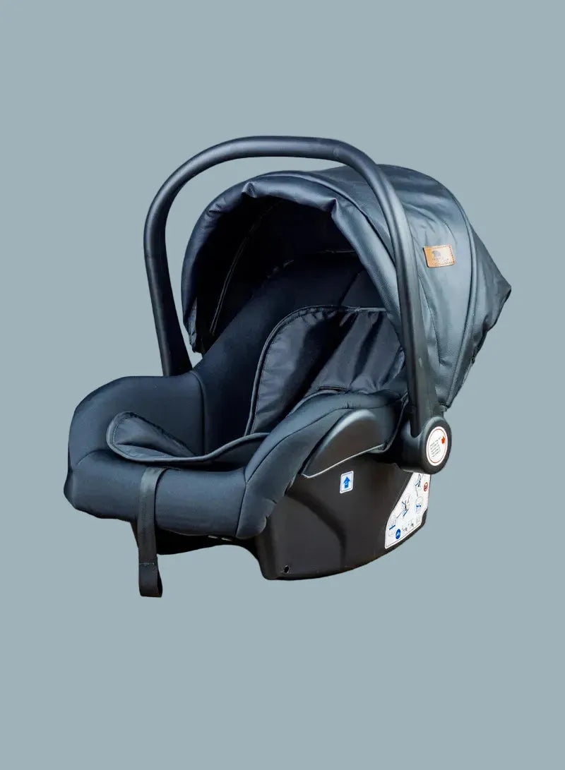Black Lucid SENA infant car seat with canopy on white background