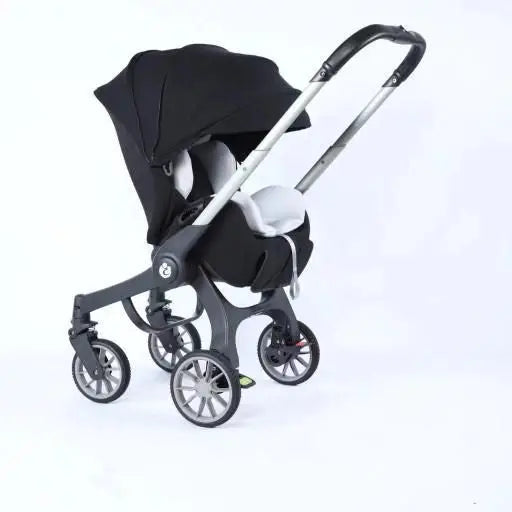 Black Umbrella X Plus stroller, angled front view