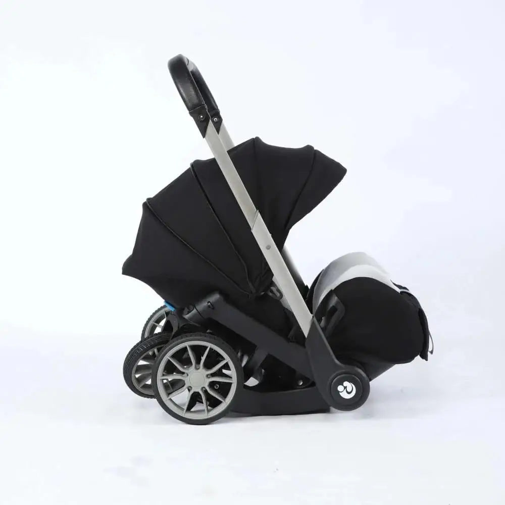 Black Umbrella X Plus stroller with canopy, side view