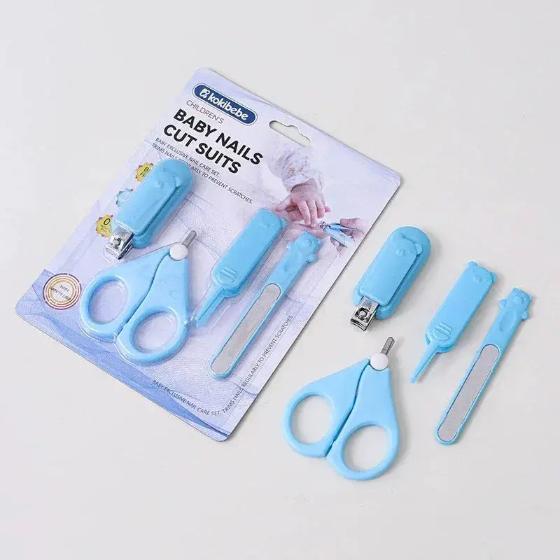 Blue baby nail-care pack with scissors, clippers and nail file