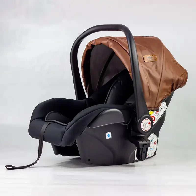 Brown Lucid SENA infant car seat showing padded black insert without leg cover
