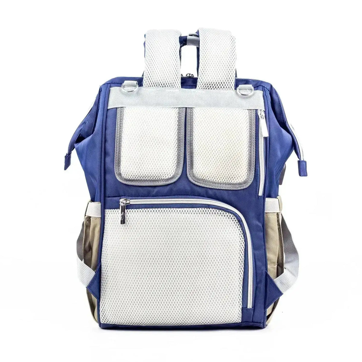 Lucid diaper backpack – rear view with straps lifted to show grey mesh padding