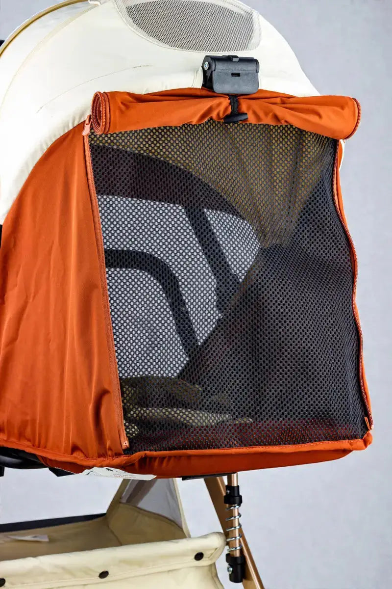 Lucid Easy Go LC2: Orange canopy rear mesh window shown open