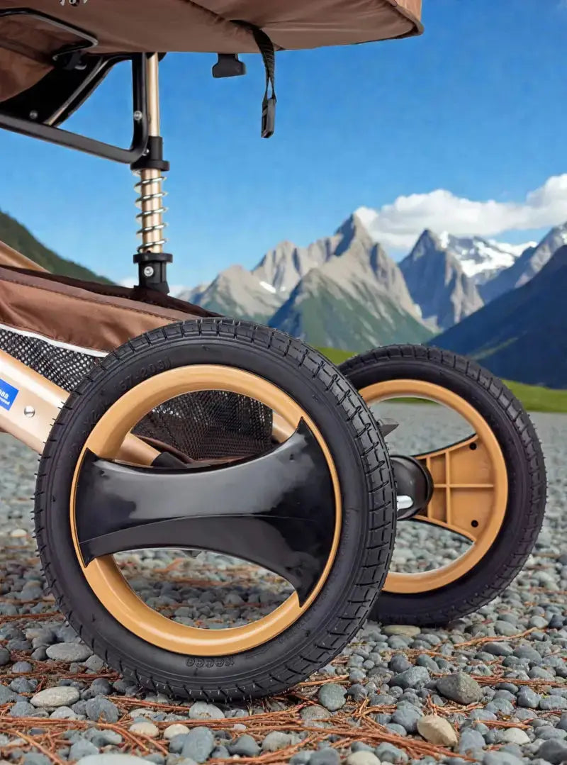 Lucid SENA PLUS LC3: Close-up of gold-trimmed rear wheel outdoors