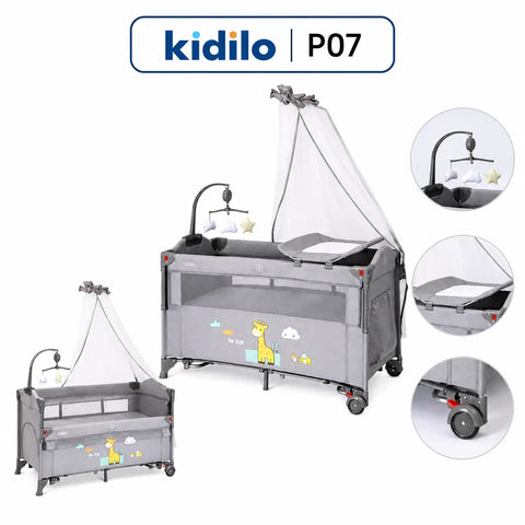 Kidilo P07 4-in-1 Baby Crib & Foldable Travel Cot.